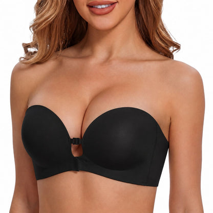 Womens Strapless Front Closure Bra Push Up