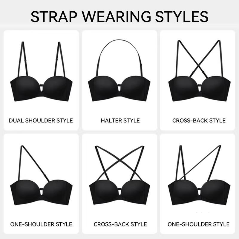 Womens Strapless Front Closure Bra Push Up