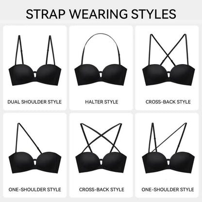 Womens Strapless Front Closure Bra Push Up