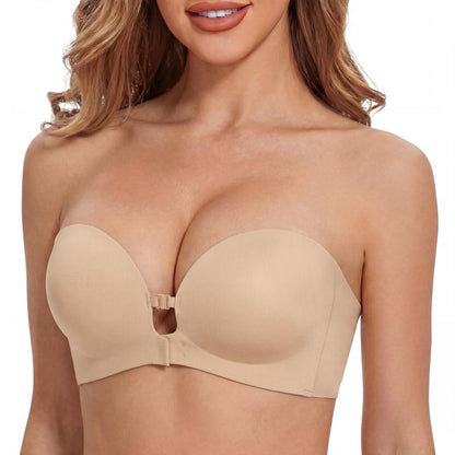 Womens Strapless Front Closure Bra Push Up
